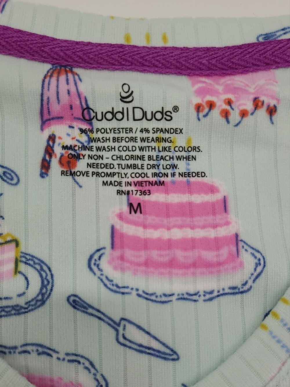 Cuddl Duds Pajama Set Capri Light Blue Cake Print Pockets Pink Yellow 2pc NEW - Picture 8 of 10